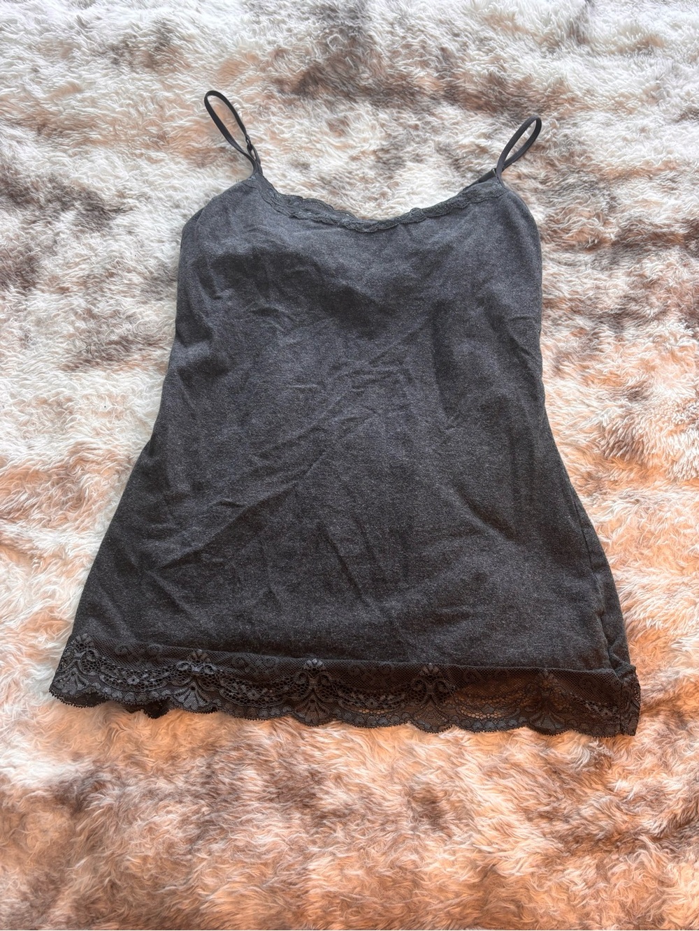 Lace Trim gray Camisole Tank Top